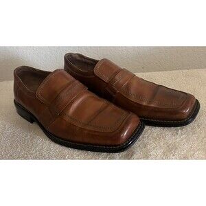 Fratelli Select Men's 11M Brown Loafer Leather Slip-On Square Toe Dress Shoes